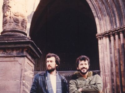 1985 Besuch in Freiburg. Hier mit dem Vorsitzenden der Brasilieninitiative Günther Schulz.